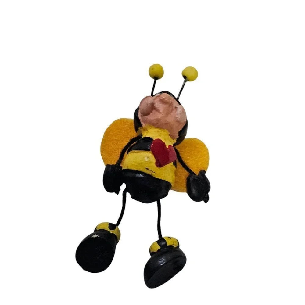 Whimsical‎ Bee Pin Brooch Figurine with Heart Accent - Cute Lapel Pin
